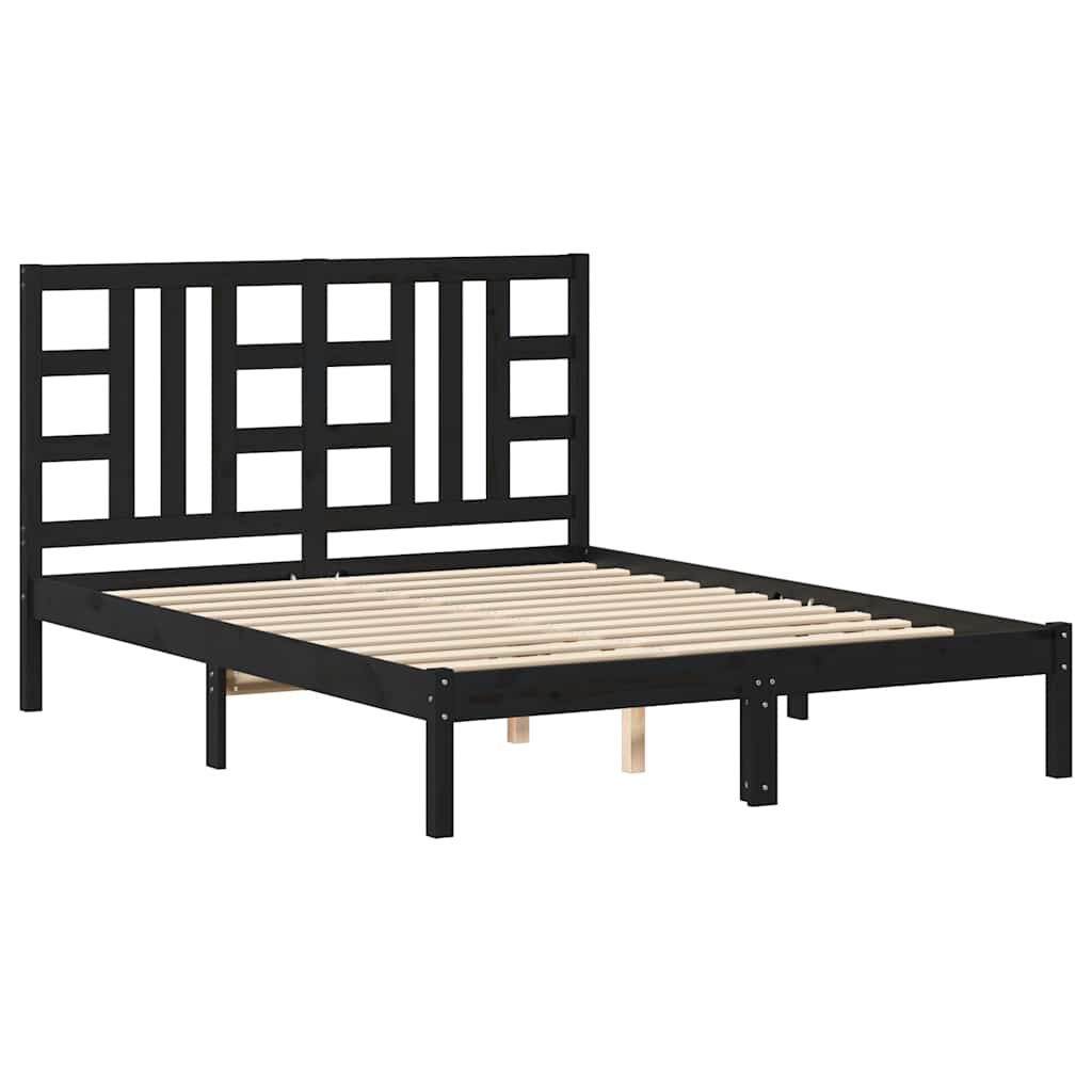Bedframe massief hout zwart 140x190 cm is nu te koop bij PeponiXL, paradijselijk wonen!