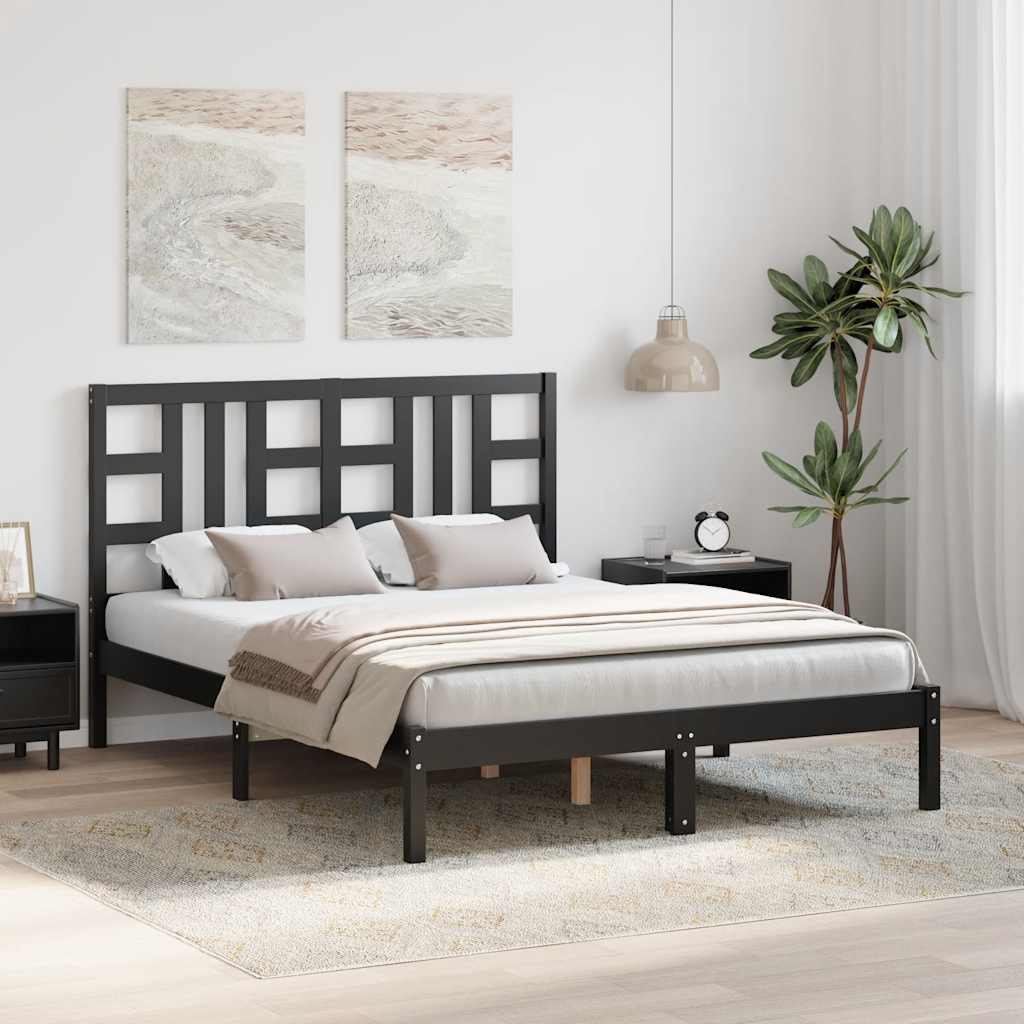 Bedframe massief hout zwart 140x190 cm is nu te koop bij PeponiXL, paradijselijk wonen!
