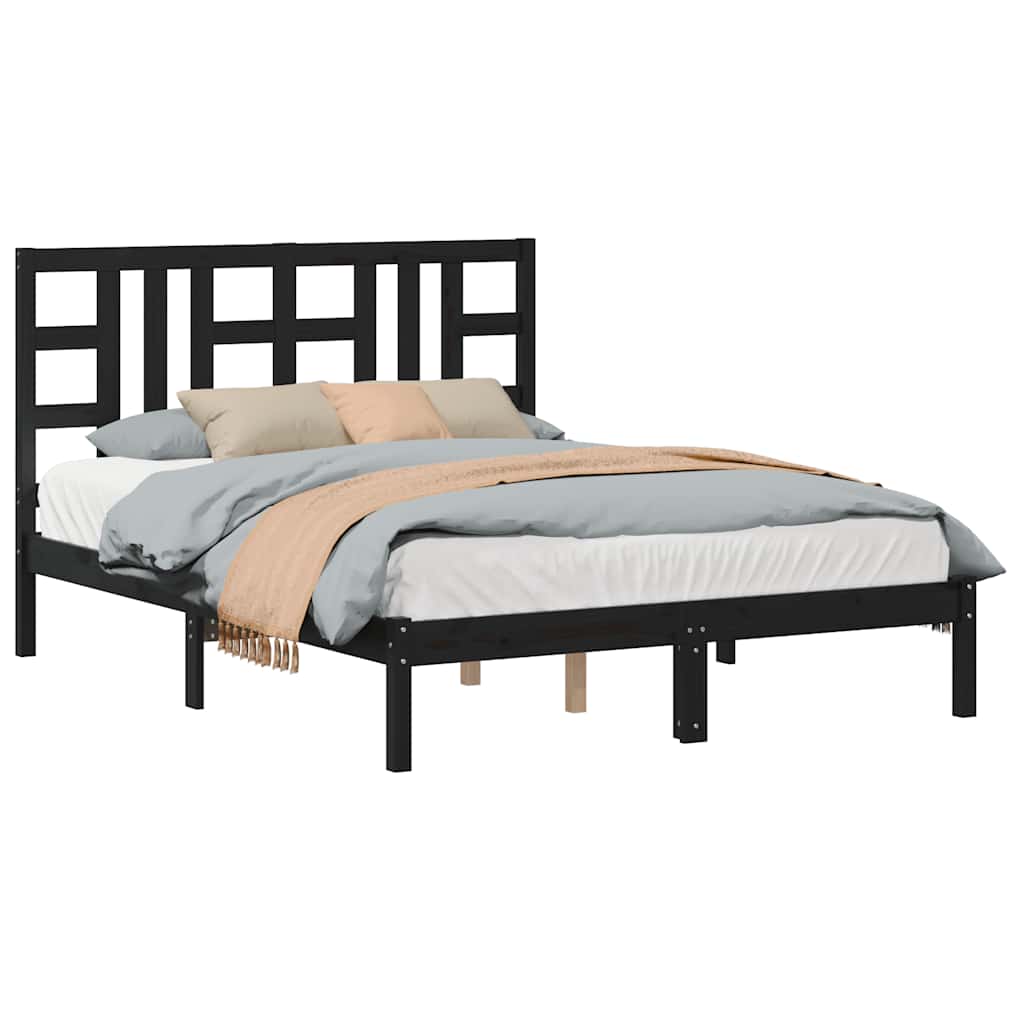 Bedframe massief hout zwart 140x190 cm is nu te koop bij PeponiXL, paradijselijk wonen!