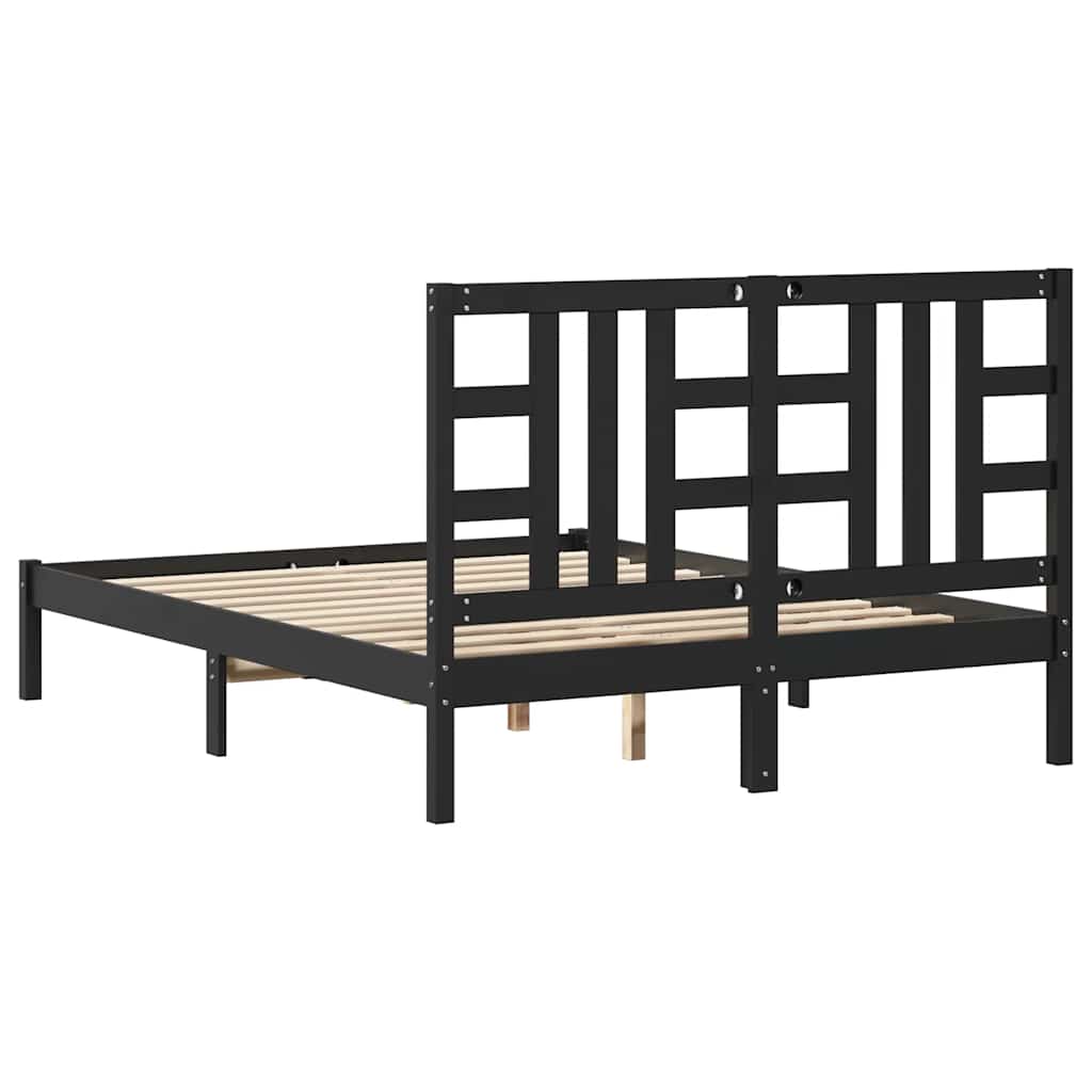 Bedframe massief hout zwart 140x190 cm is nu te koop bij PeponiXL, paradijselijk wonen!