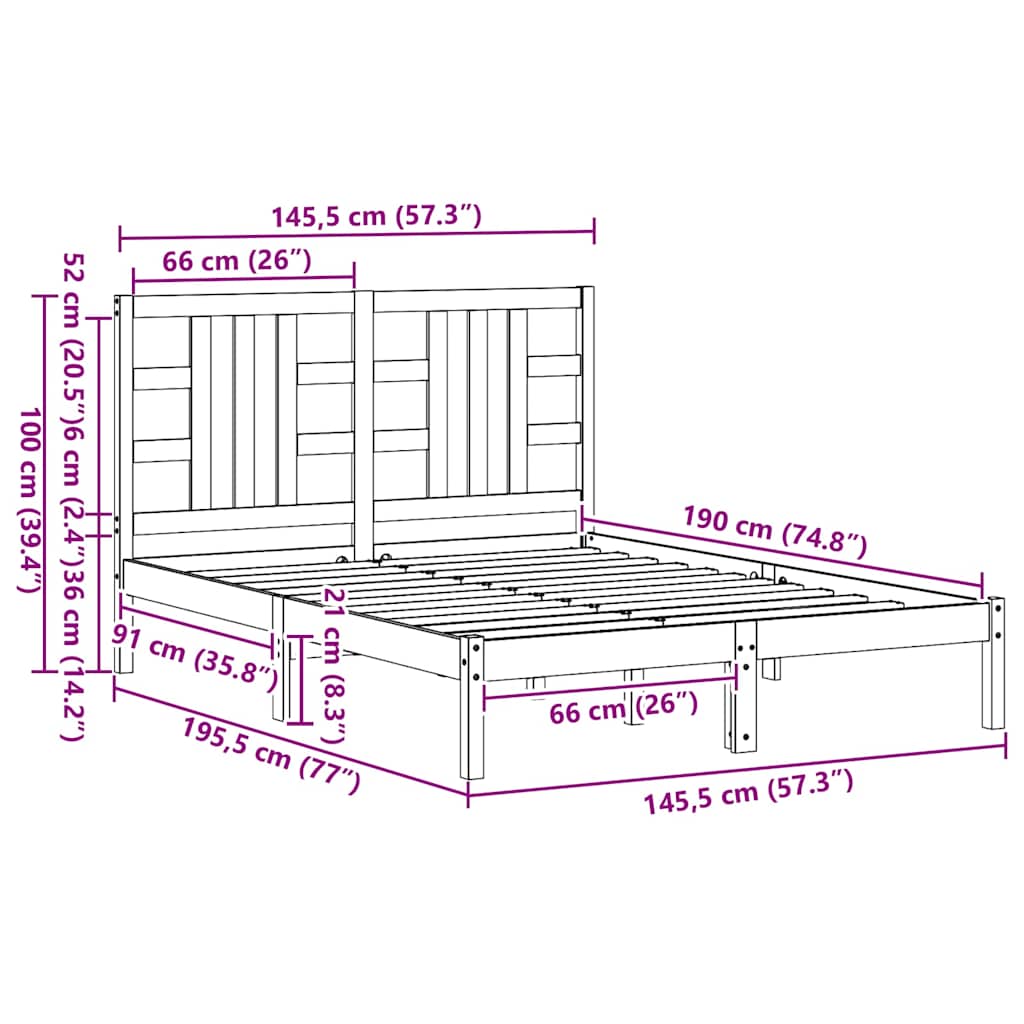 Bedframe massief hout zwart 140x190 cm is nu te koop bij PeponiXL, paradijselijk wonen!
