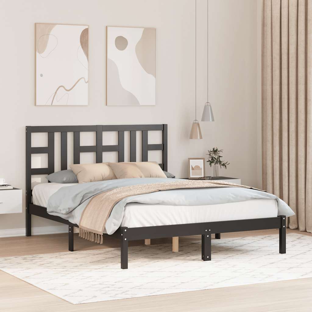 Bedframe massief hout zwart 140x190 cm is nu te koop bij PeponiXL, paradijselijk wonen!