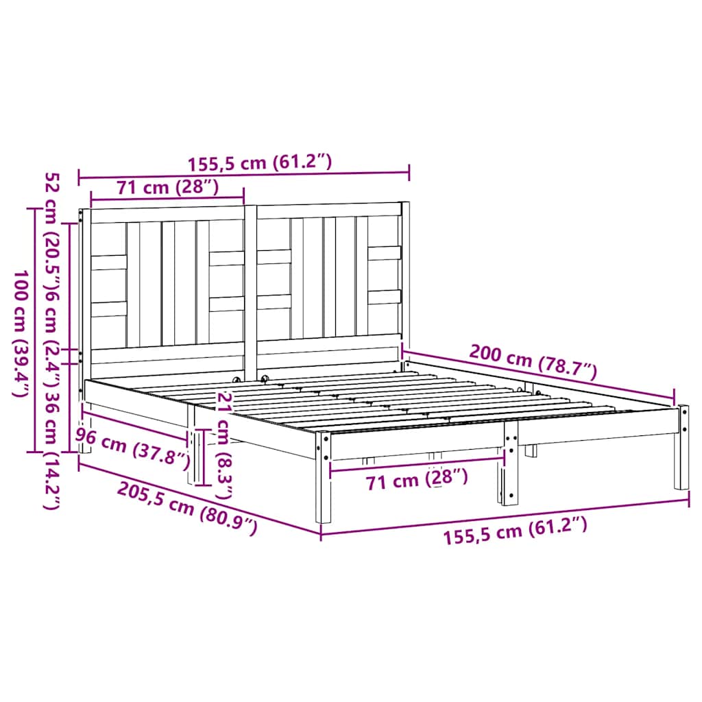 Bedframe massief hout wit 150x200 cm is nu te koop bij PeponiXL, paradijselijk wonen!