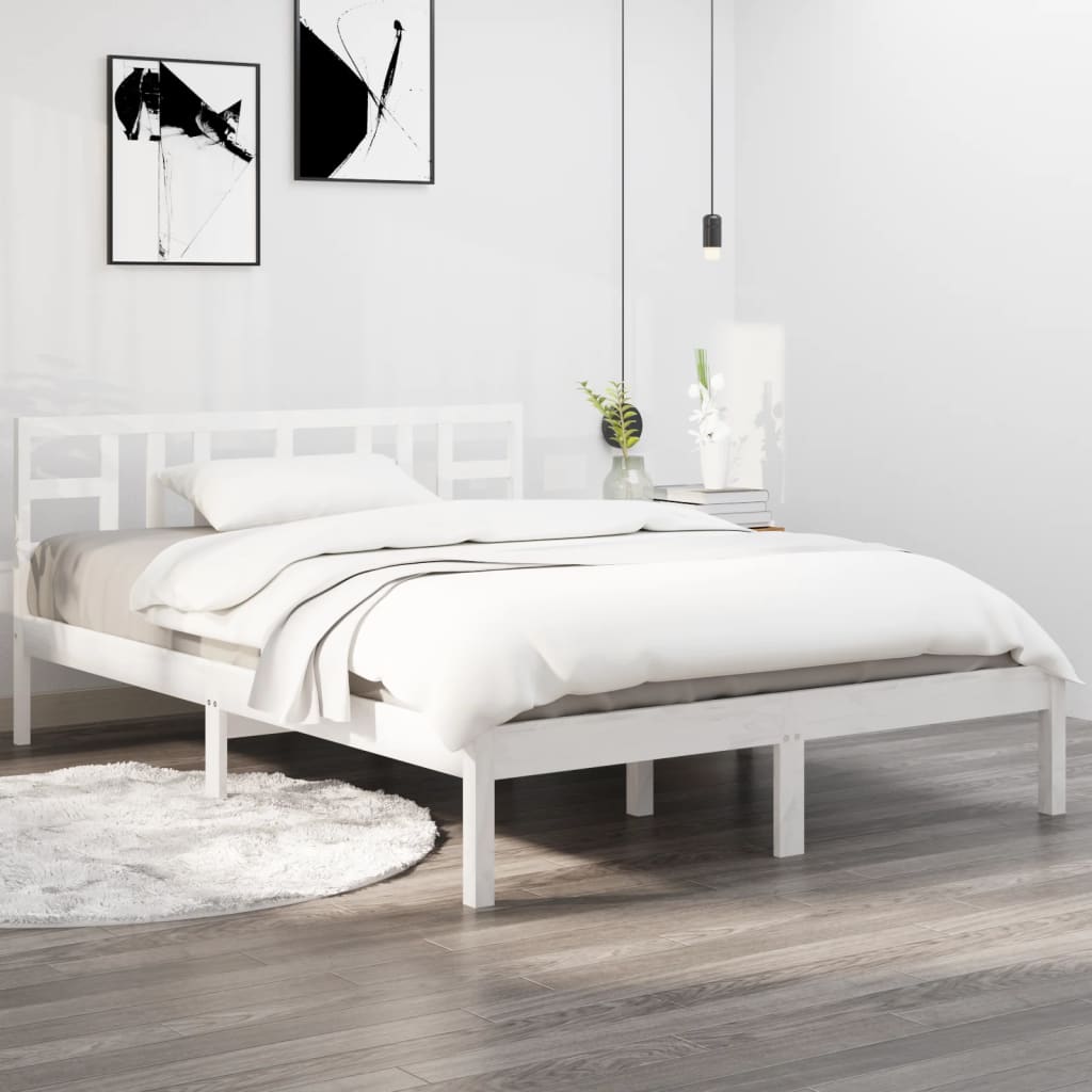 Bedframe massief hout wit 150x200 cm is nu te koop bij PeponiXL, paradijselijk wonen!
