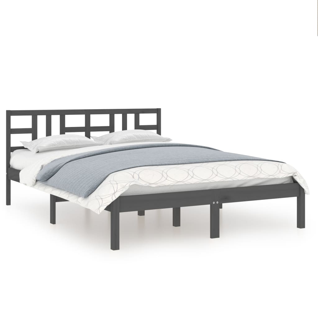 Bedframe massief hout grijs 200x200 cm is nu te koop bij PeponiXL, paradijselijk wonen!