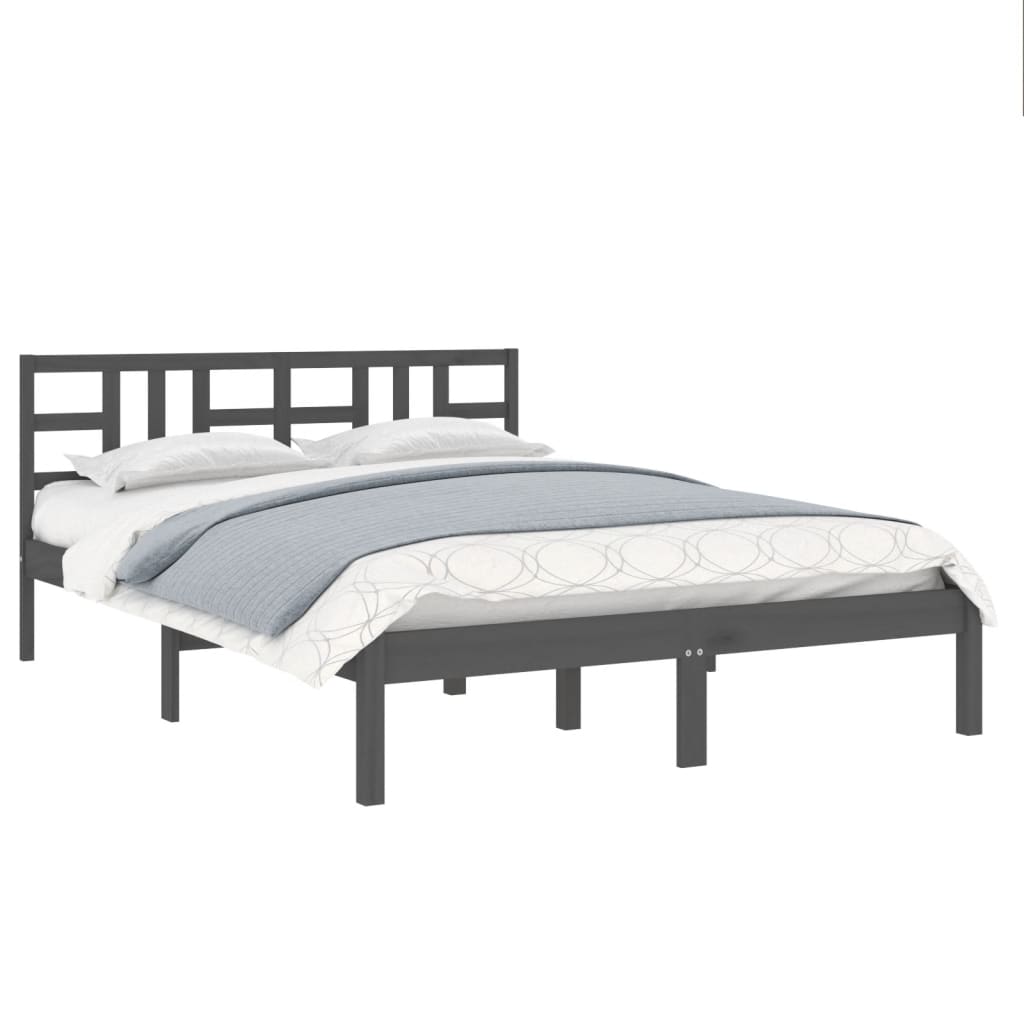 Bedframe massief hout grijs 200x200 cm is nu te koop bij PeponiXL, paradijselijk wonen!