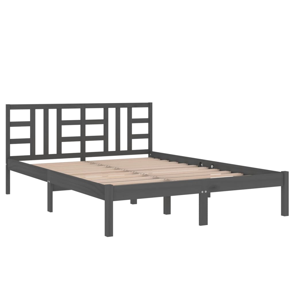 Bedframe massief hout grijs 200x200 cm is nu te koop bij PeponiXL, paradijselijk wonen!