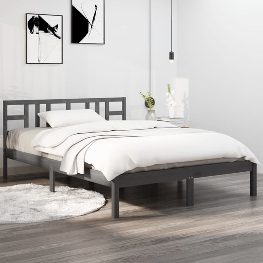 Bedframe massief hout grijs 200x200 cm is nu te koop bij PeponiXL, paradijselijk wonen!