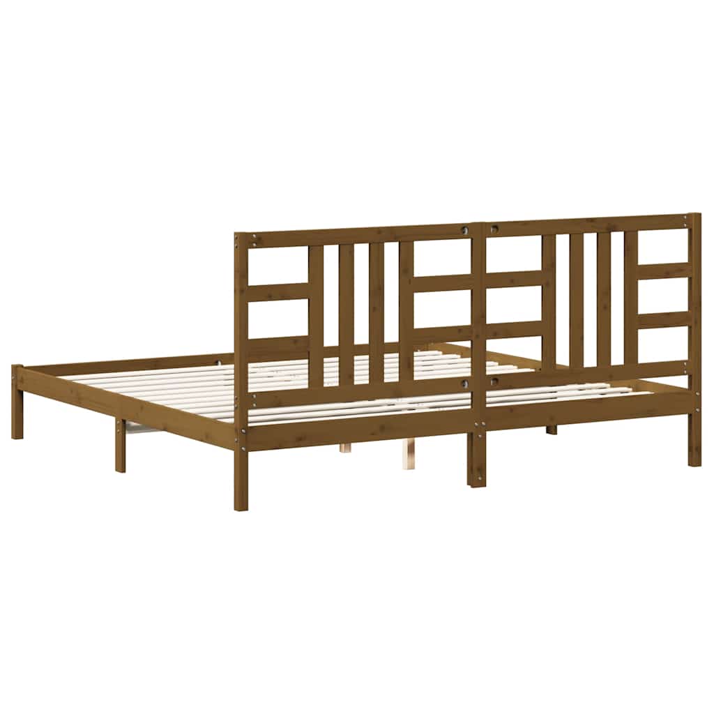 Bedframe massief hout honingbruin 200x200 cm is nu te koop bij PeponiXL, paradijselijk wonen!