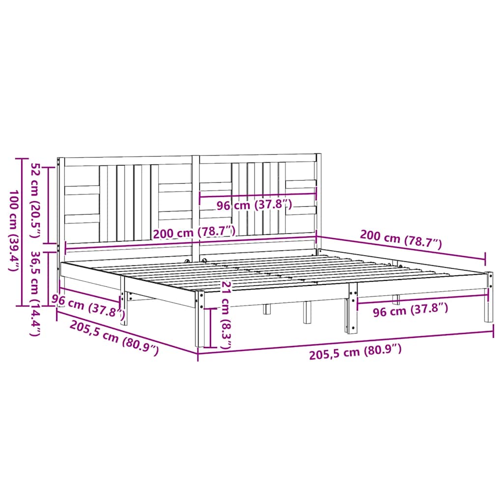 Bedframe massief hout honingbruin 200x200 cm is nu te koop bij PeponiXL, paradijselijk wonen!