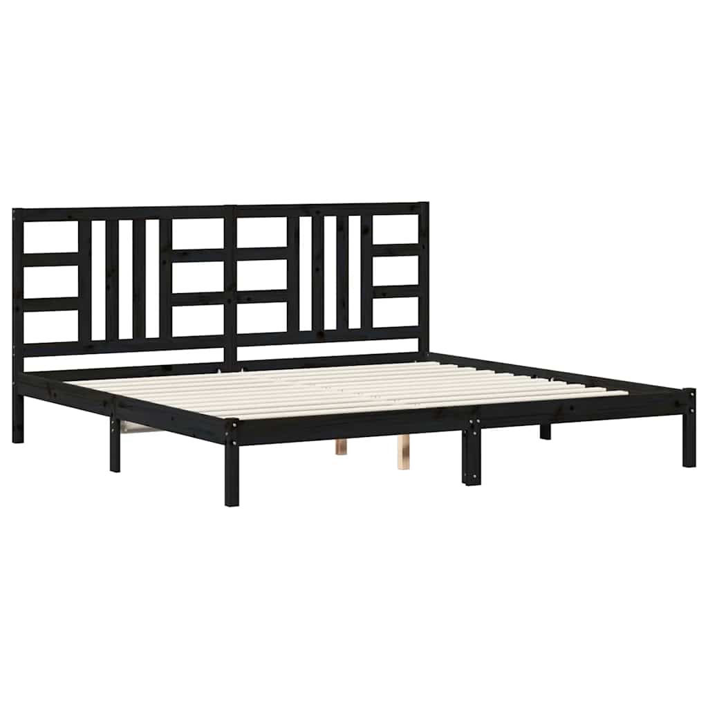 Bedframe massief hout zwart 200x200 cm is nu te koop bij PeponiXL, paradijselijk wonen!