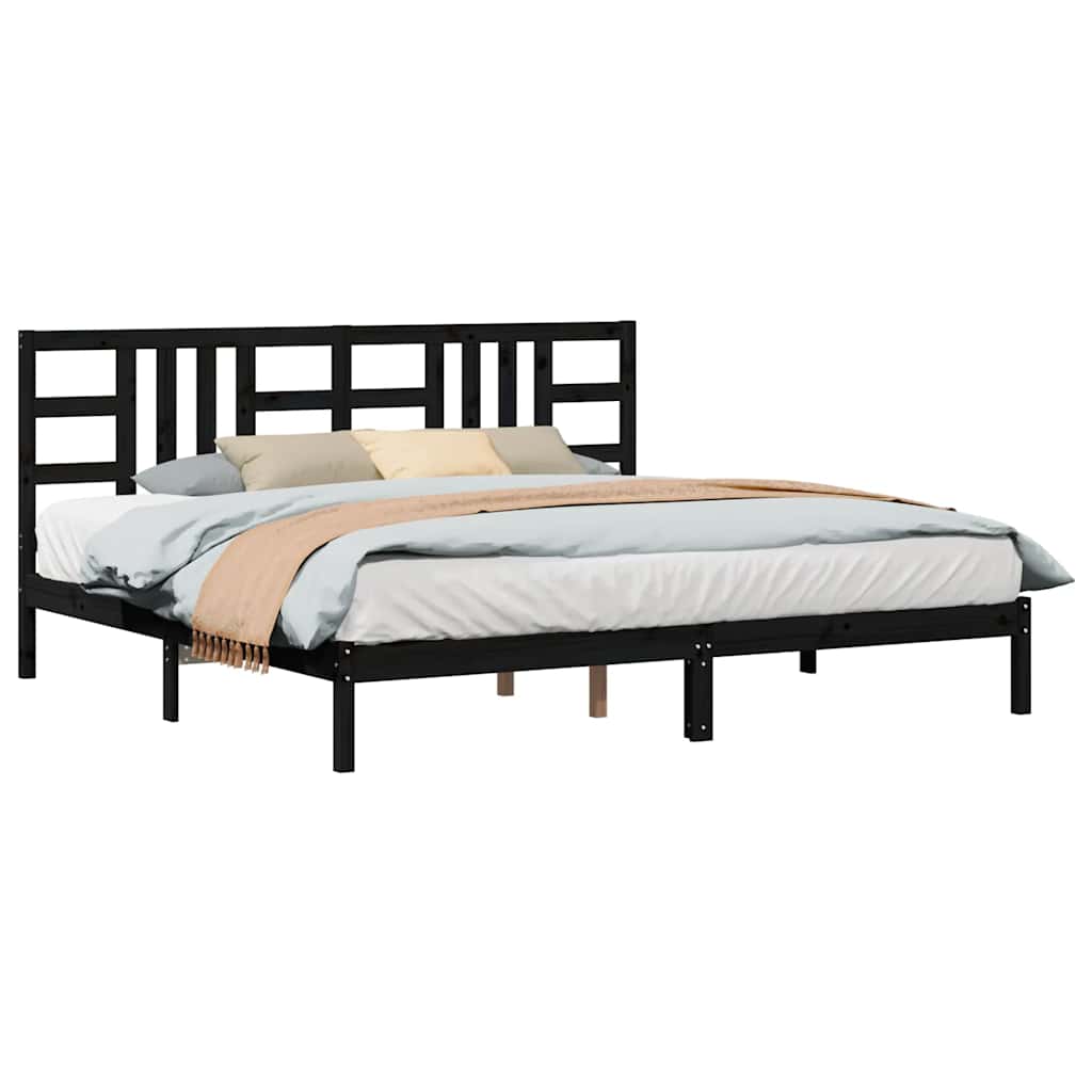 Bedframe massief hout zwart 200x200 cm is nu te koop bij PeponiXL, paradijselijk wonen!