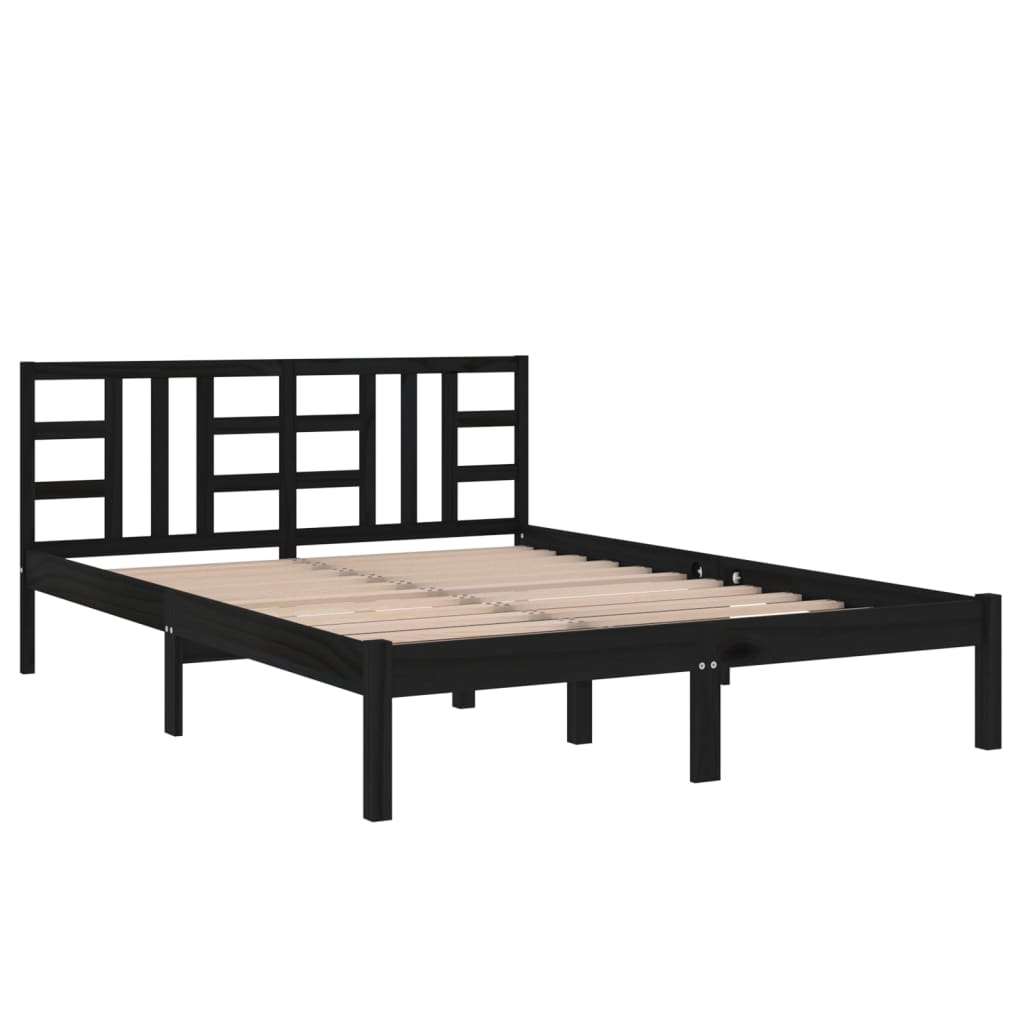 Bedframe massief hout zwart 200x200 cm is nu te koop bij PeponiXL, paradijselijk wonen!