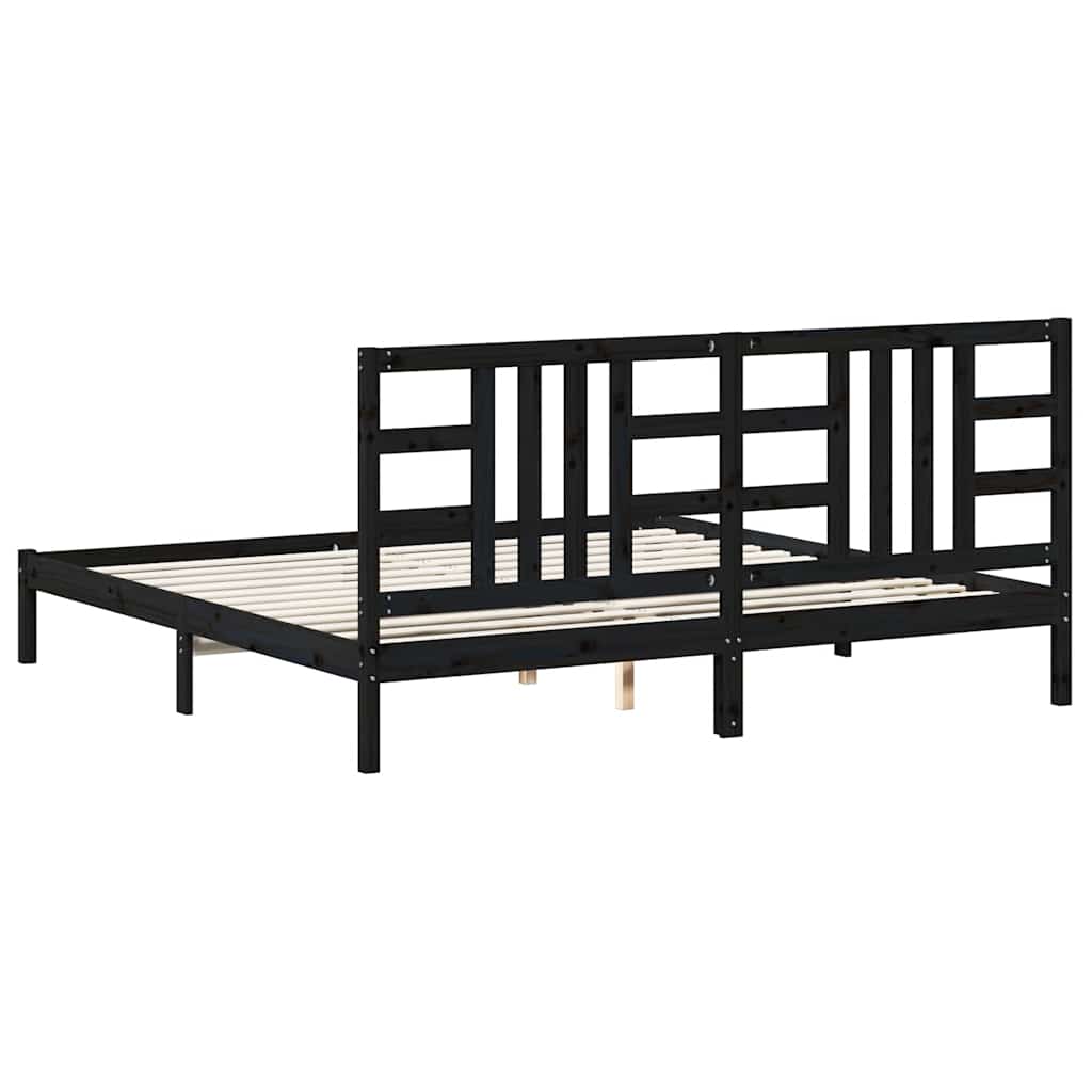 Bedframe massief hout zwart 200x200 cm is nu te koop bij PeponiXL, paradijselijk wonen!