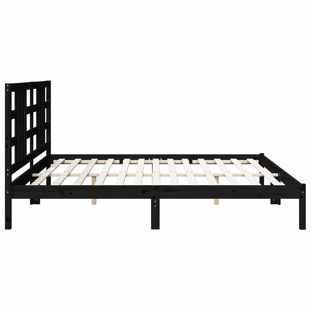Bedframe massief hout zwart 200x200 cm is nu te koop bij PeponiXL, paradijselijk wonen!