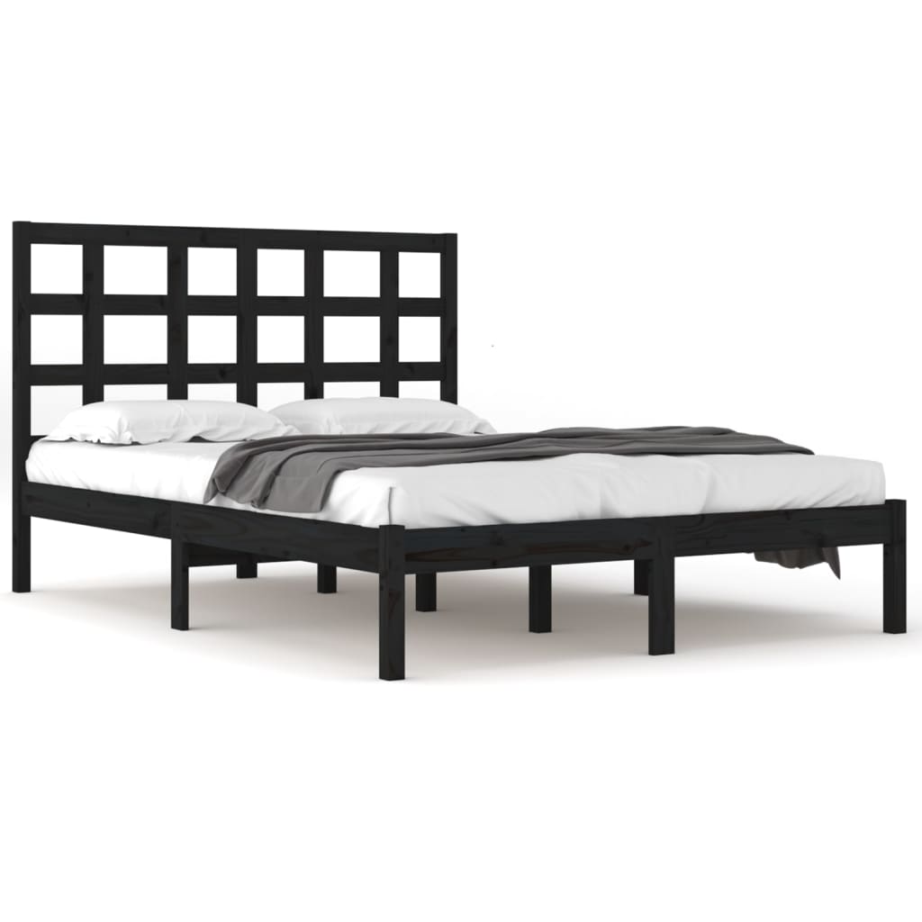 Bedframe massief hout zwart 200x200 cm is nu te koop bij PeponiXL, paradijselijk wonen!