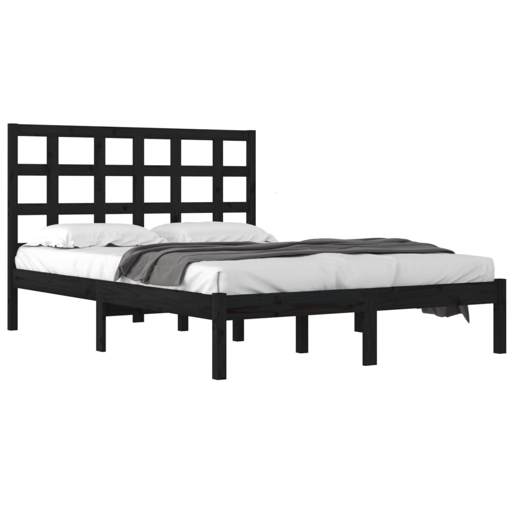 Bedframe massief hout zwart 200x200 cm is nu te koop bij PeponiXL, paradijselijk wonen!