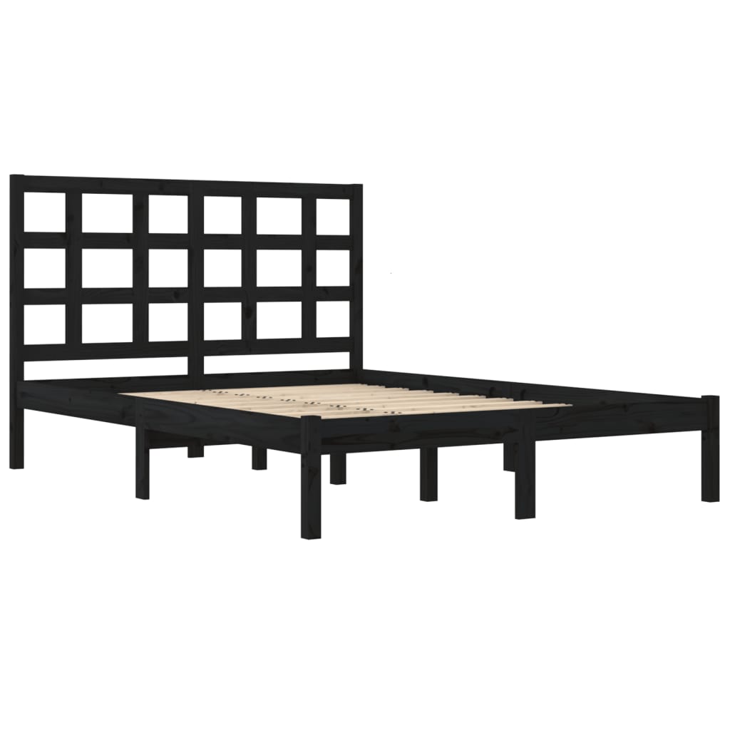 Bedframe massief hout zwart 200x200 cm is nu te koop bij PeponiXL, paradijselijk wonen!