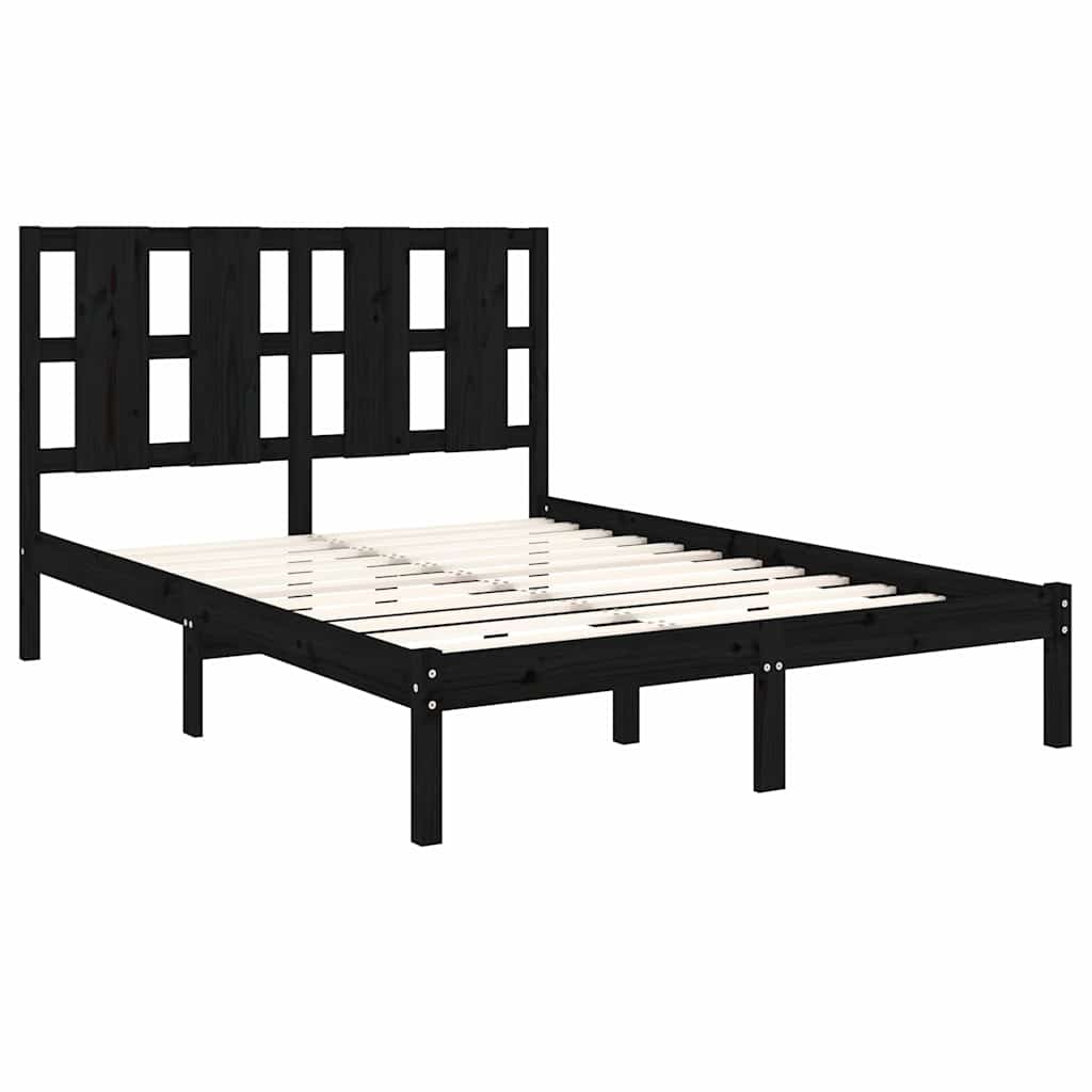Bedframe massief grenenhout zwart 140x190 cm is nu te koop bij PeponiXL, paradijselijk wonen!