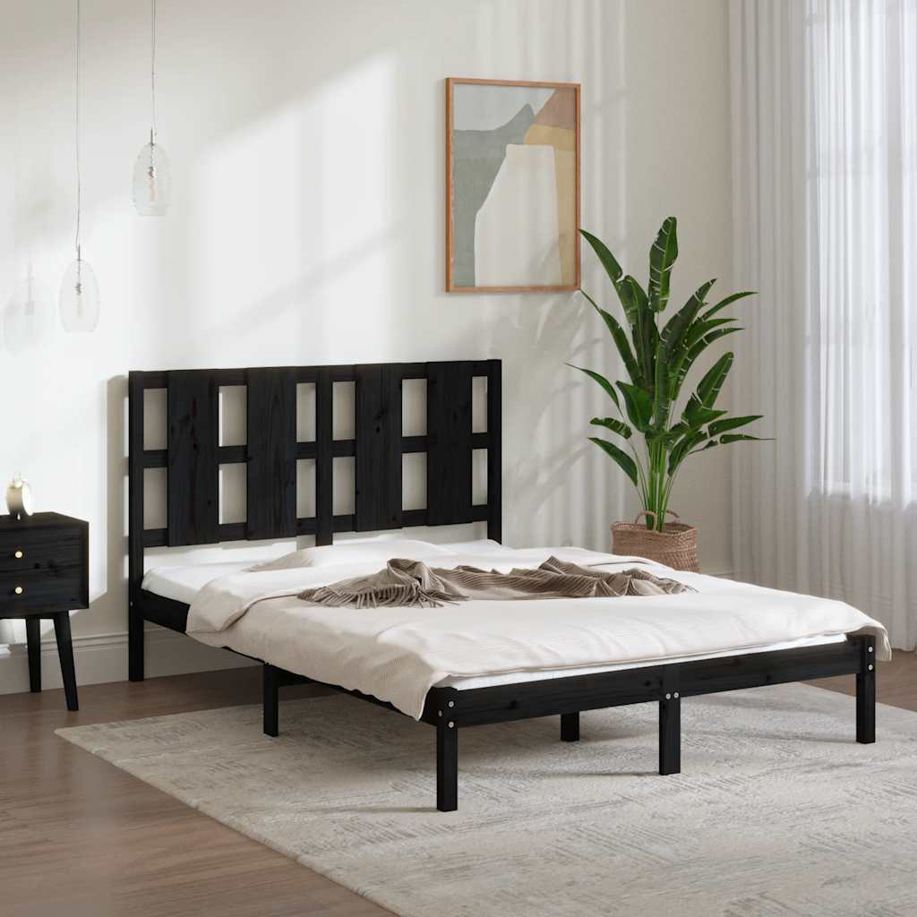 Bedframe massief grenenhout zwart 140x190 cm is nu te koop bij PeponiXL, paradijselijk wonen!
