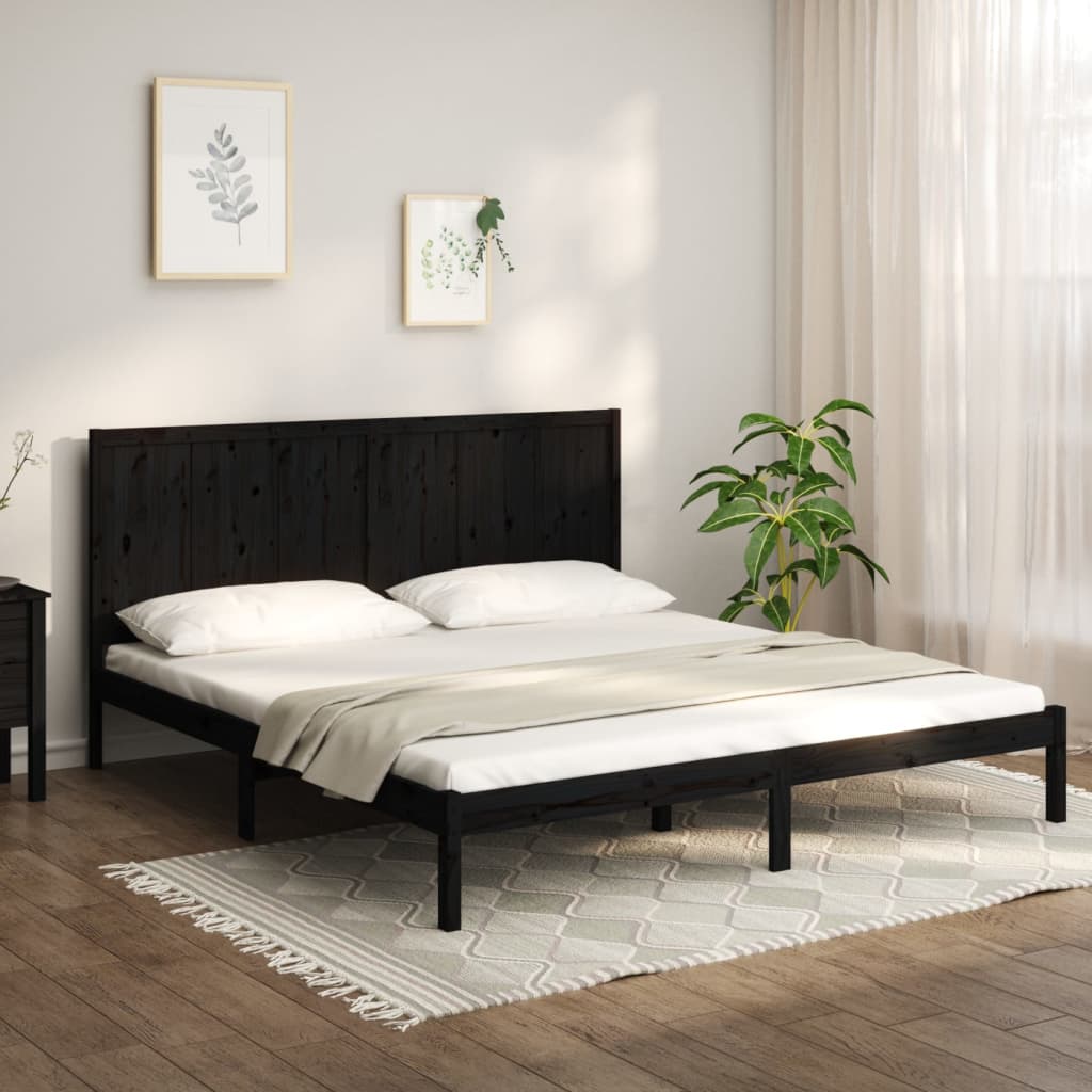 Bedframe massief grenenhout zwart 200x200 cm is nu te koop bij PeponiXL, paradijselijk wonen!