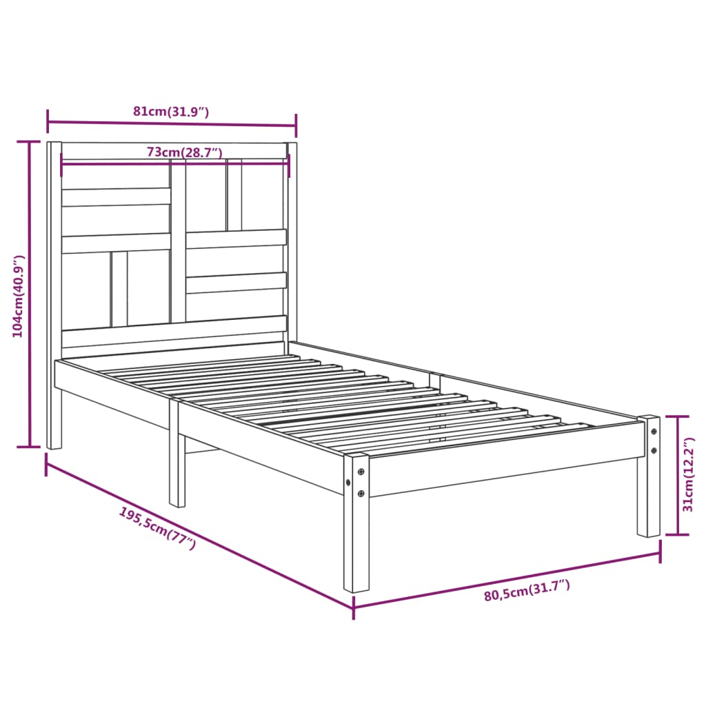 Bedframe massief hout 75x190 cm is nu te koop bij PeponiXL, paradijselijk wonen!