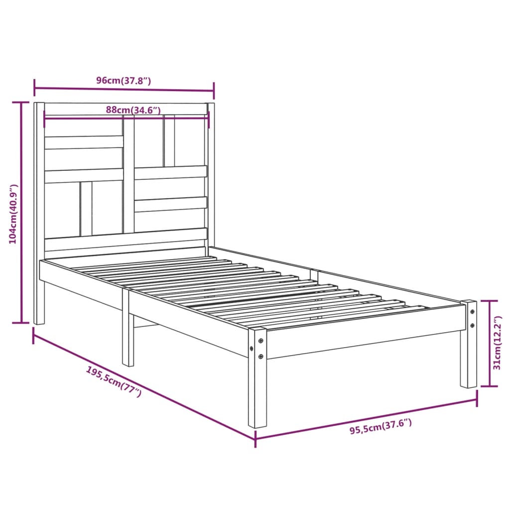 Bedframe massief hout 90x190 cm is nu te koop bij PeponiXL, paradijselijk wonen!
