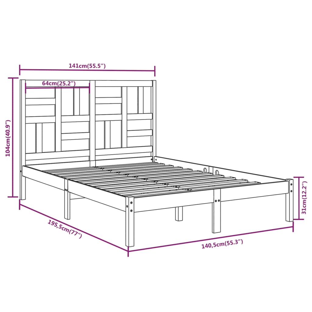Bedframe massief hout 135x190 cm is nu te koop bij PeponiXL, paradijselijk wonen!