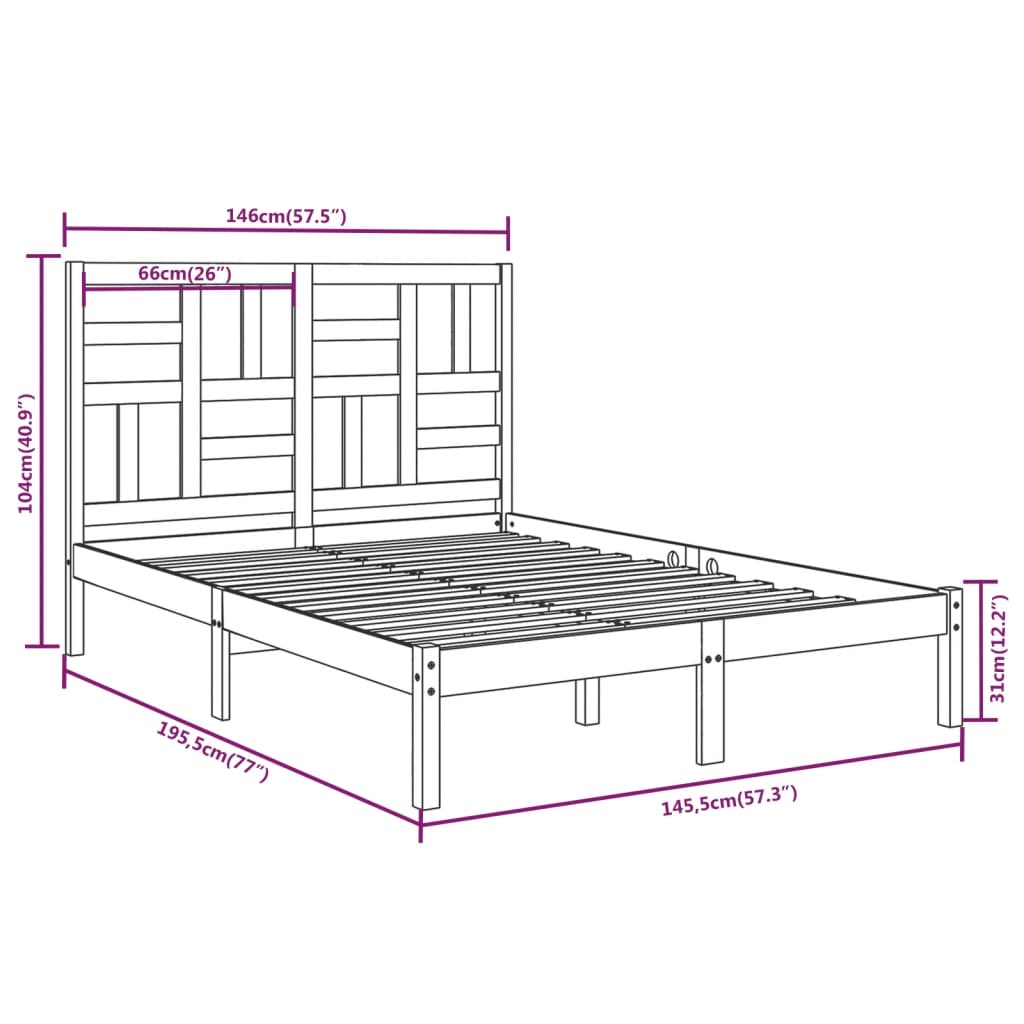 Bedframe massief hout 140x190 cm is nu te koop bij PeponiXL, paradijselijk wonen!