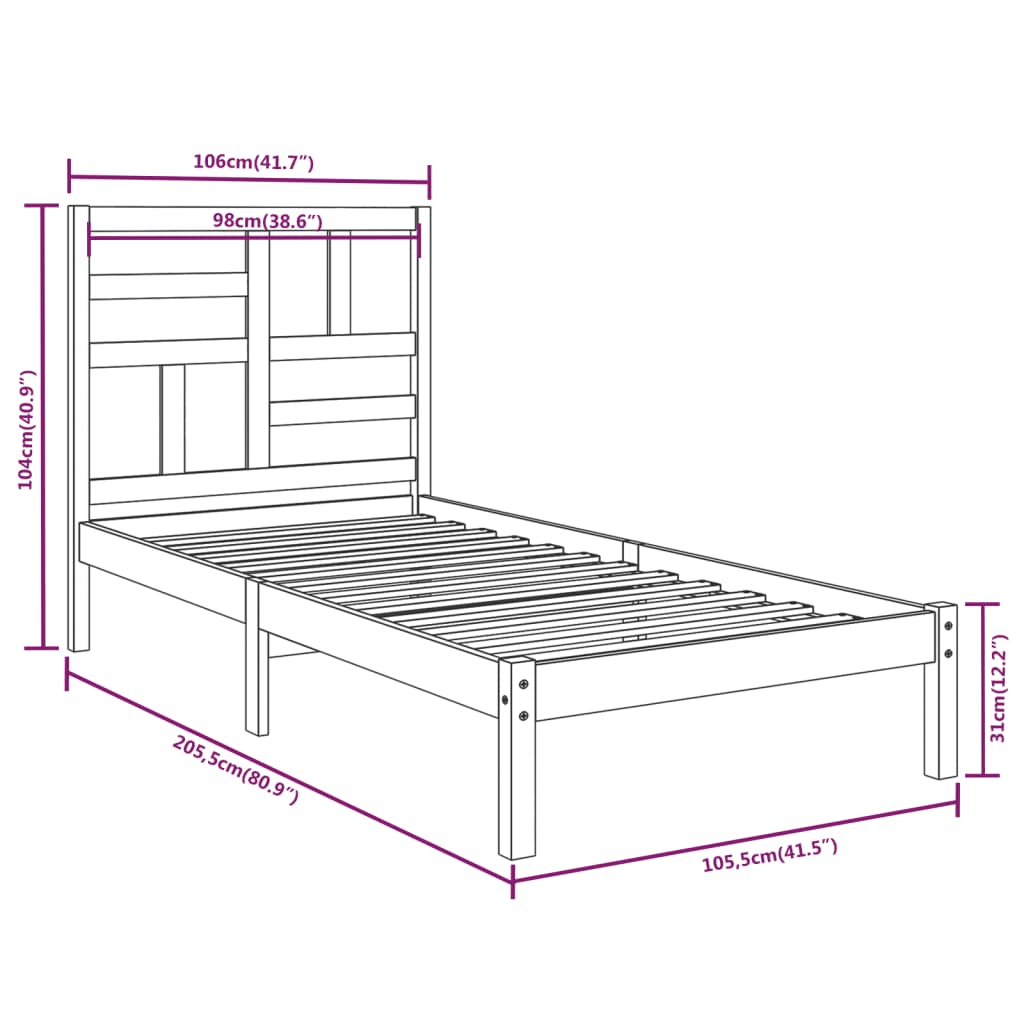 Bedframe massief hout wit 100x200 cm is nu te koop bij PeponiXL, paradijselijk wonen!