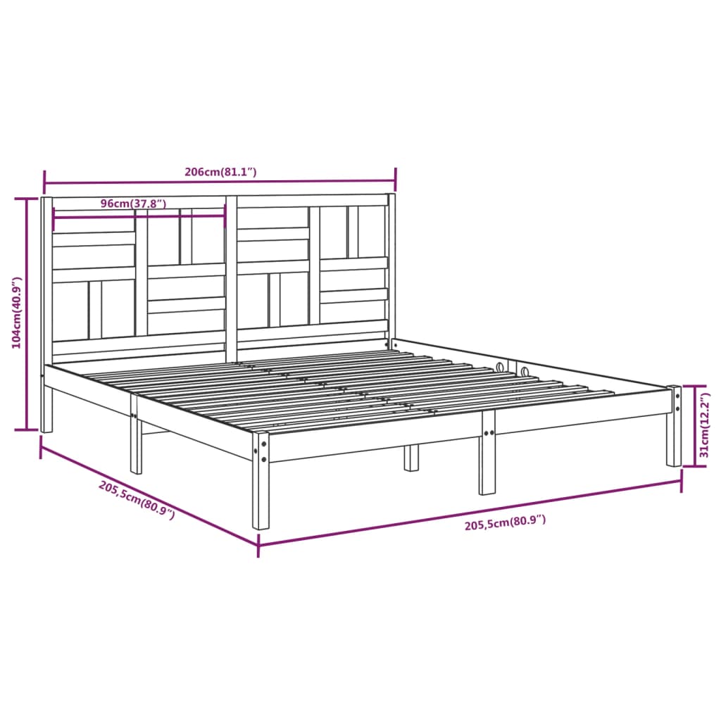Bedframe zonder matras massief hout 200x200 cm is nu te koop bij PeponiXL, paradijselijk wonen!