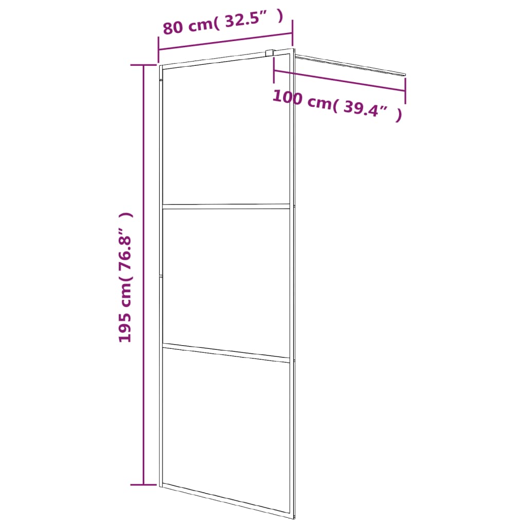 Inloopdouchewand 80x195 cm halfmat ESG-glas zwart is nu te koop bij PeponiXL, paradijselijk wonen!