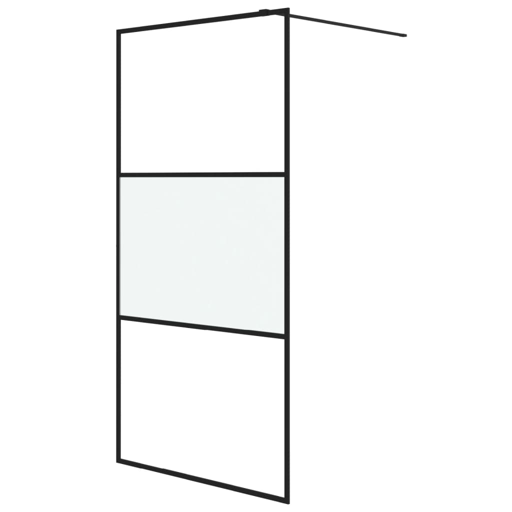 Inloopdouchewand 100x195 cm halfmat ESG-glas zwart is nu te koop bij PeponiXL, paradijselijk wonen!