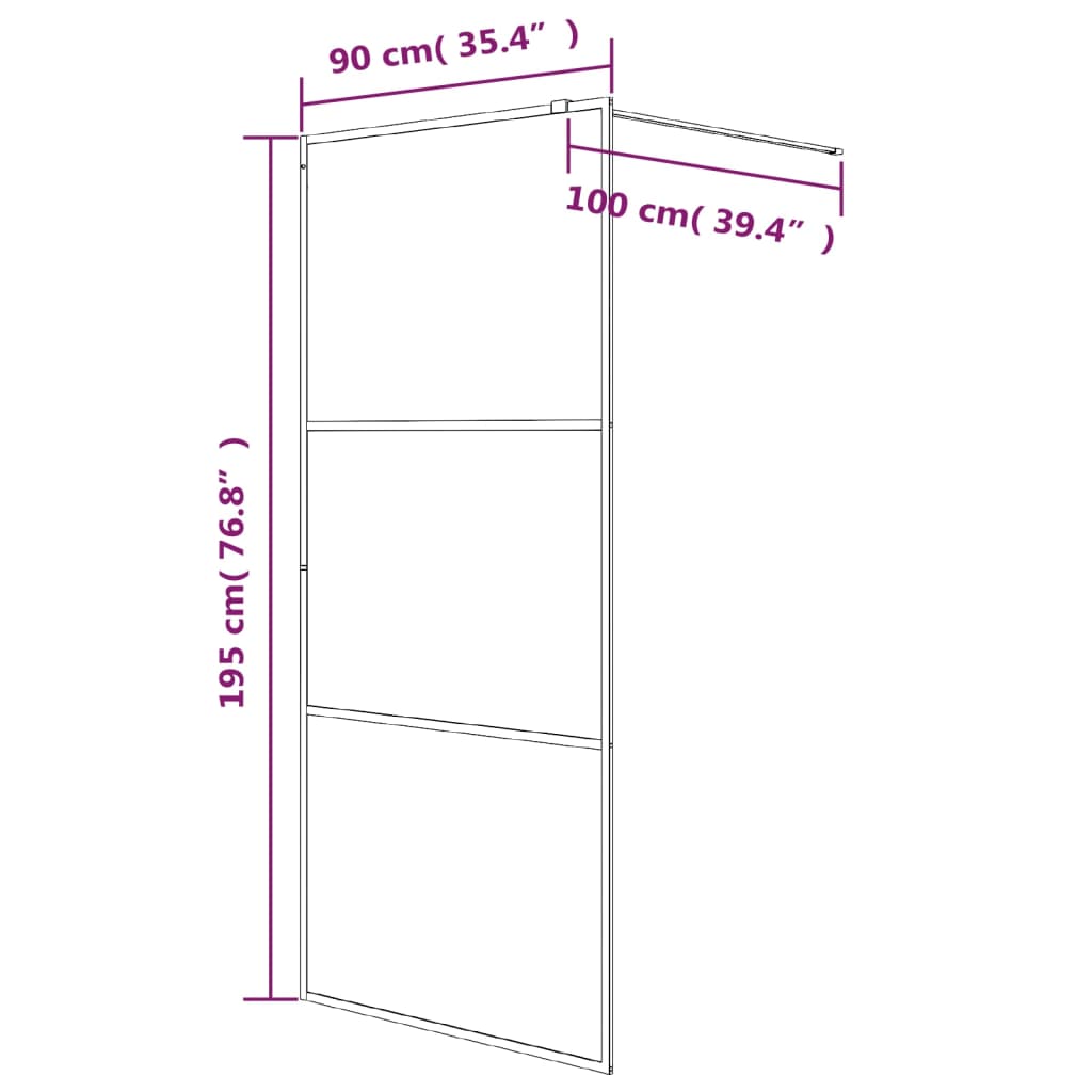 Inloopdouchewand 90x195 cm mat ESG-glas zwart is nu te koop bij PeponiXL, paradijselijk wonen!