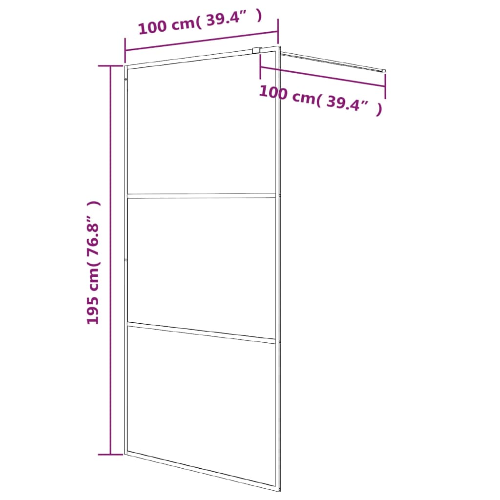 Inloopdouchewand 100x195 cm mat ESG-glas zwart is nu te koop bij PeponiXL, paradijselijk wonen!