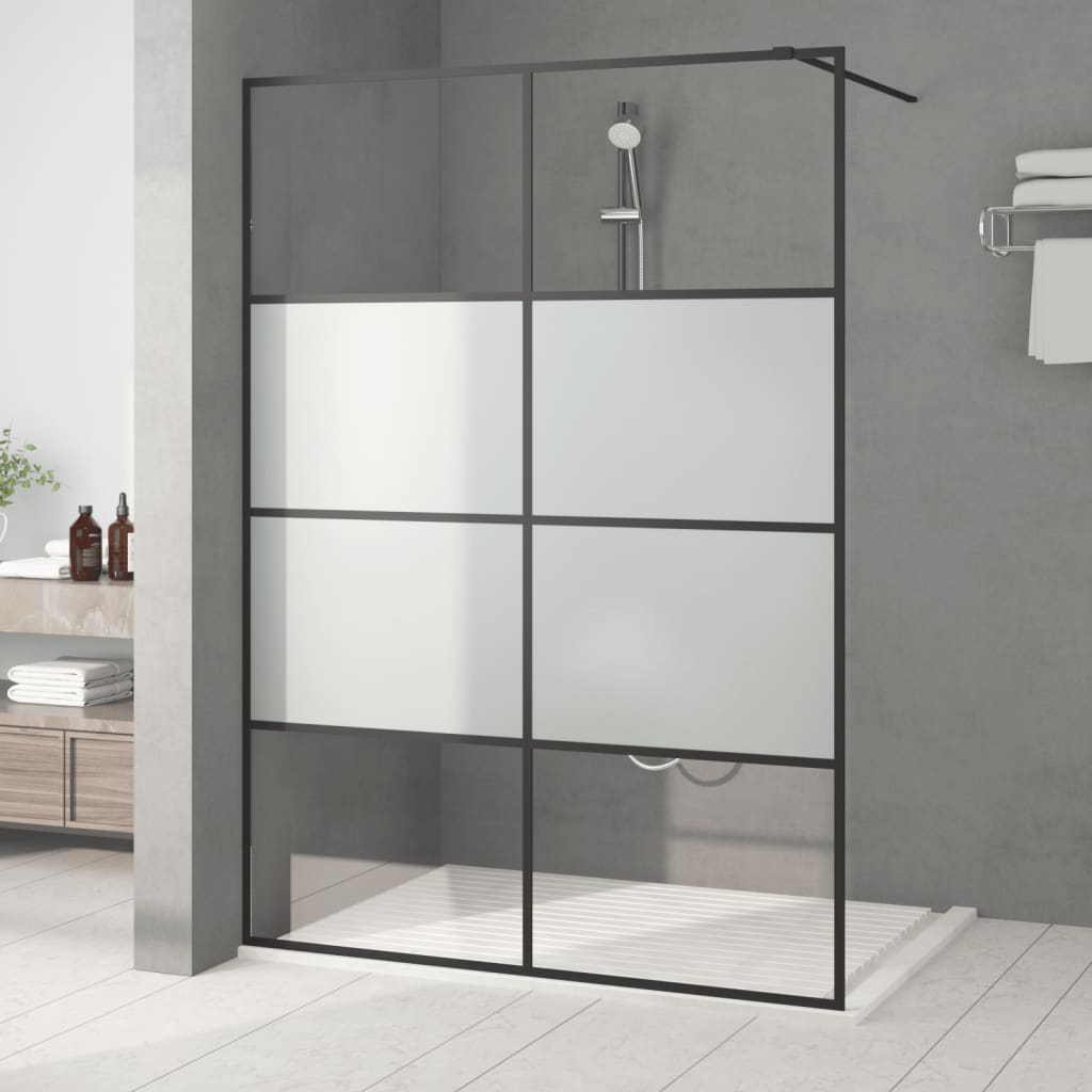 Inloopdouchewand 140x195 cm halfmat ESG-glas zwart is nu te koop bij PeponiXL, paradijselijk wonen!