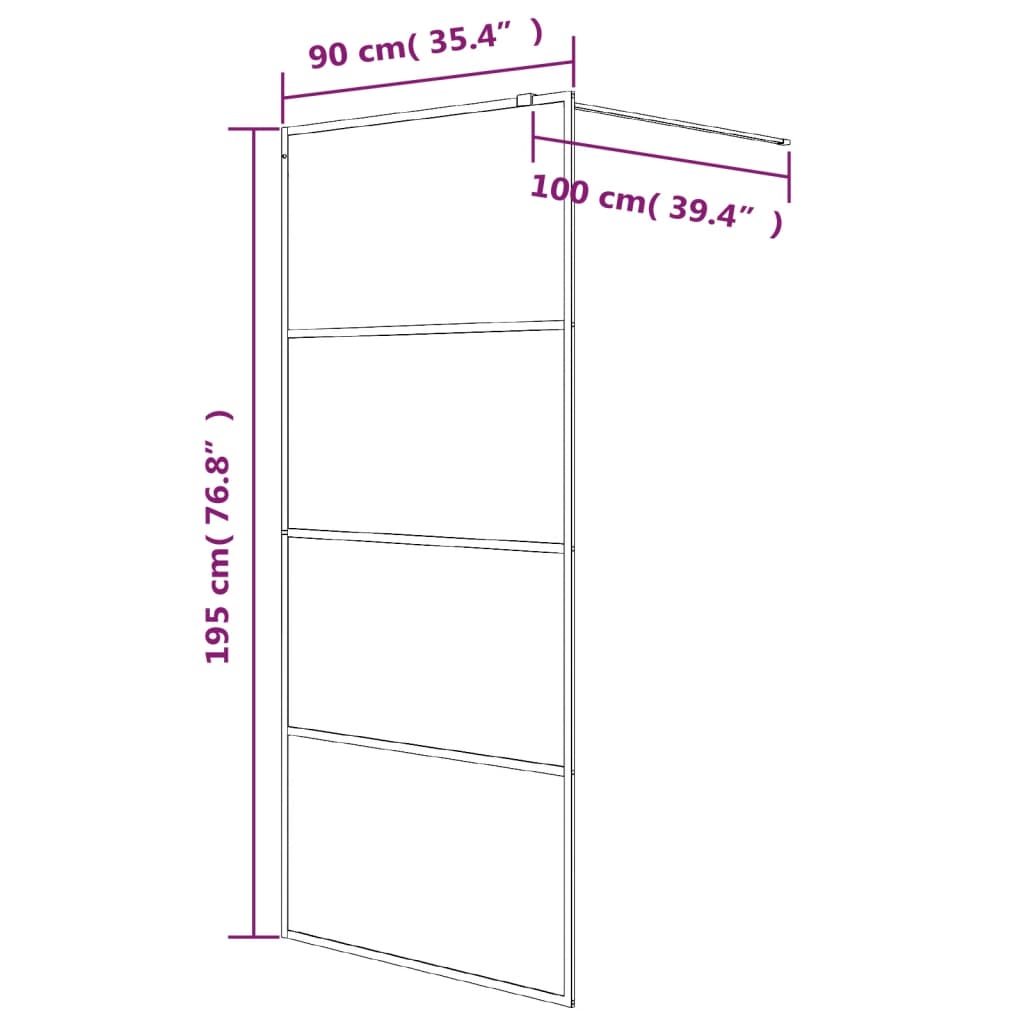 Inloopdouchewand 90x195 cm mat ESG-glas zwart is nu te koop bij PeponiXL, paradijselijk wonen!