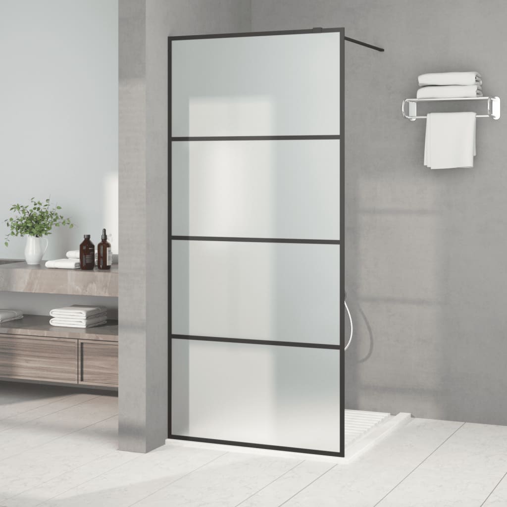 Inloopdouchewand 90x195 cm mat ESG-glas zwart is nu te koop bij PeponiXL, paradijselijk wonen!