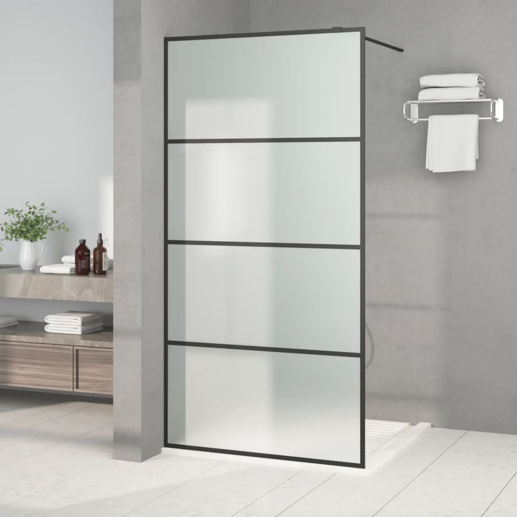 Inloopdouchewand 100x195 cm mat ESG-glas zwart is nu te koop bij PeponiXL, paradijselijk wonen!