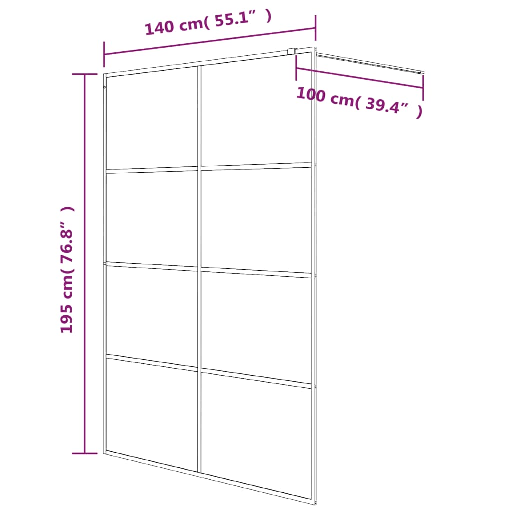 Inloopdouchewand 140x195 cm mat ESG-glas zwart is nu te koop bij PeponiXL, paradijselijk wonen!