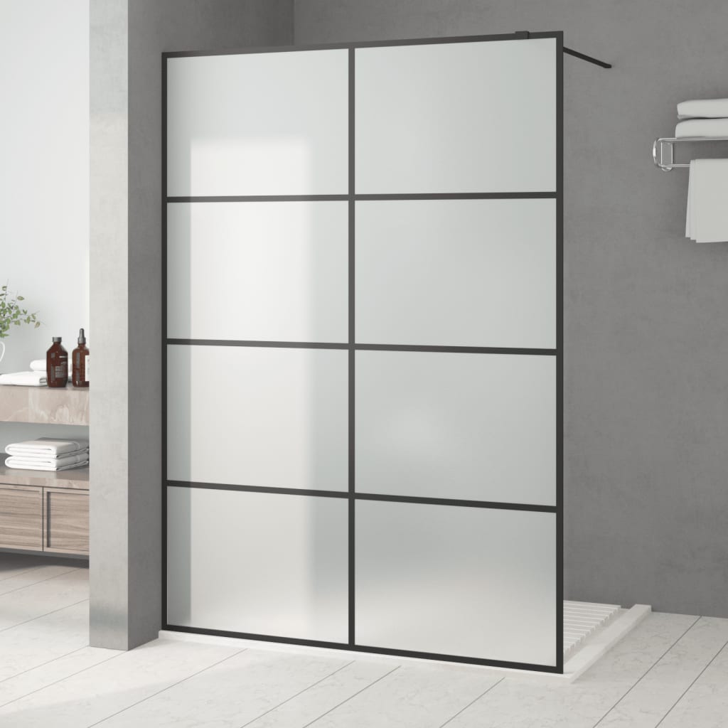 Inloopdouchewand 140x195 cm mat ESG-glas zwart is nu te koop bij PeponiXL, paradijselijk wonen!