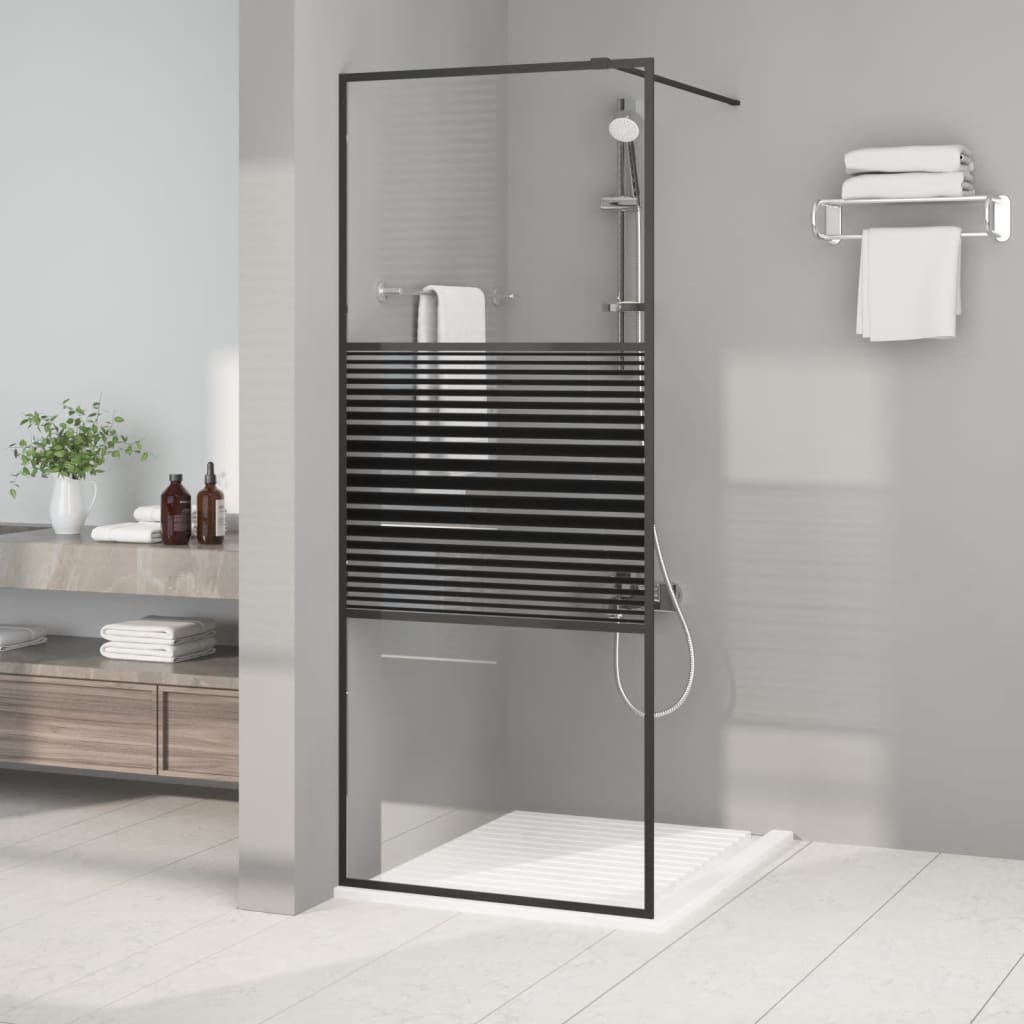Inloopdouchewand 80x195 cm transparant ESG-glas zwart is nu te koop bij PeponiXL, paradijselijk wonen!