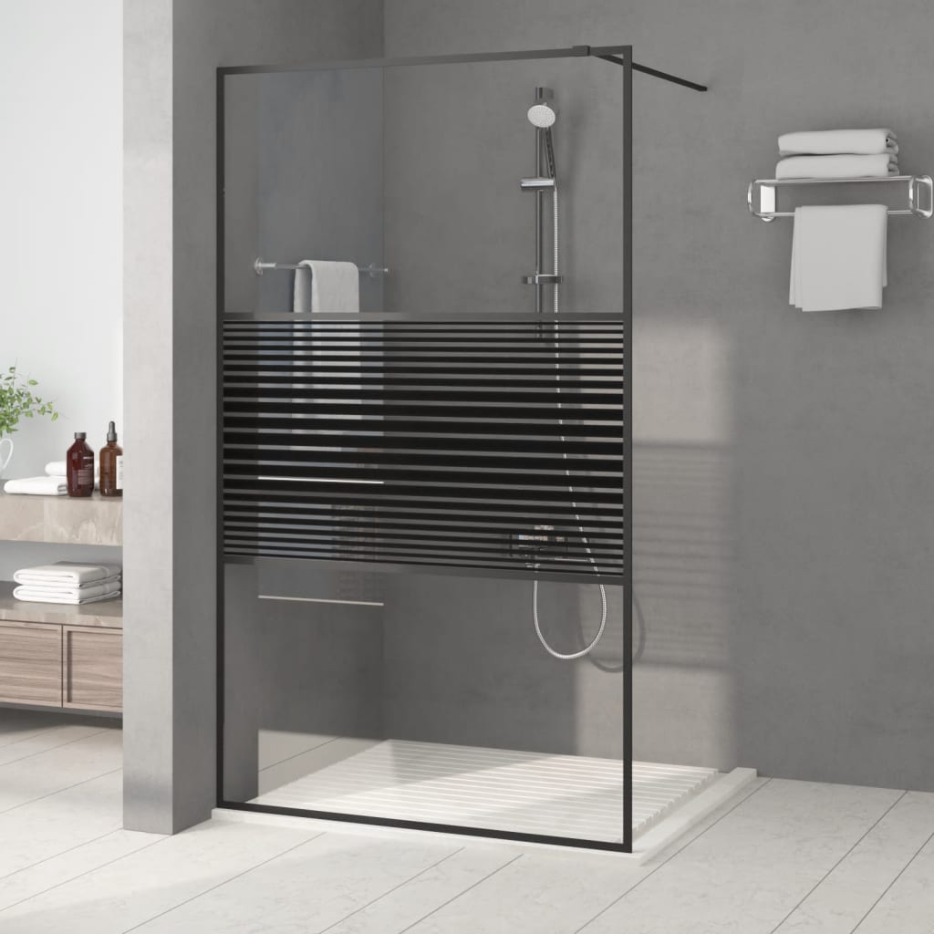 Inloopdouchewand 115x195 cm transparant ESG-glas zwart is nu te koop bij PeponiXL, paradijselijk wonen!
