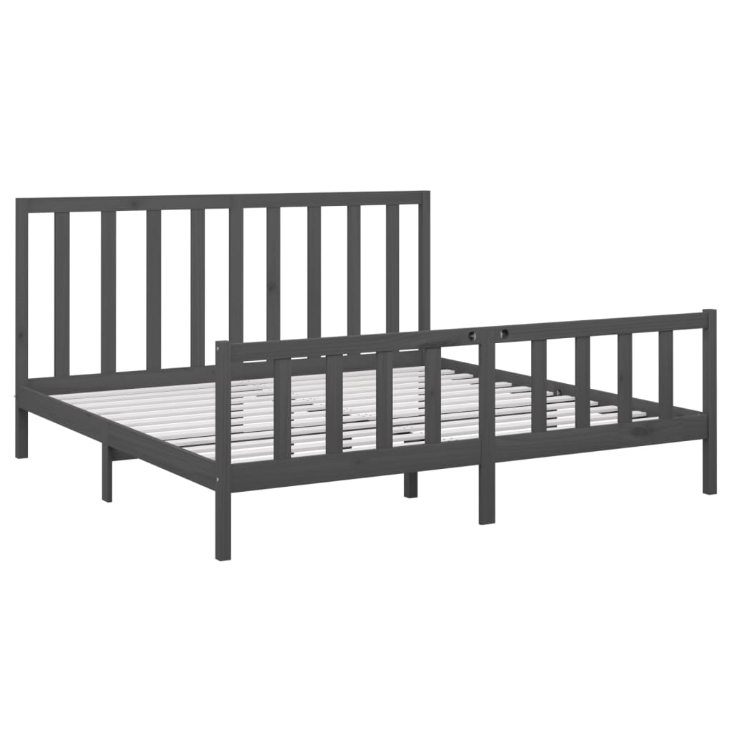 Bedframe massief grenenhout grijs 200x200 cm is nu te koop bij PeponiXL, paradijselijk wonen!