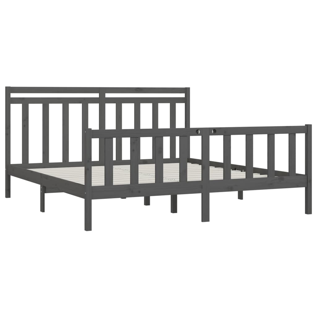Bedframe massief grenenhout grijs 200x200 cm is nu te koop bij PeponiXL, paradijselijk wonen!