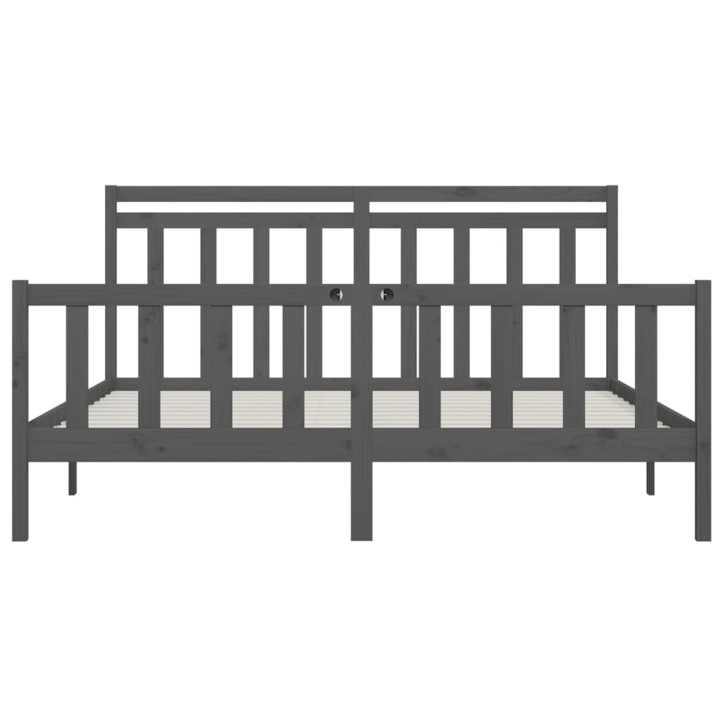 Bedframe massief grenenhout grijs 200x200 cm is nu te koop bij PeponiXL, paradijselijk wonen!