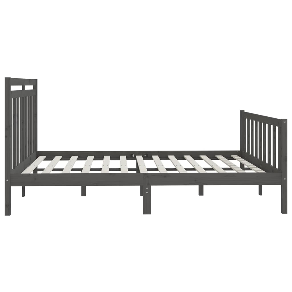 Bedframe massief grenenhout grijs 200x200 cm is nu te koop bij PeponiXL, paradijselijk wonen!