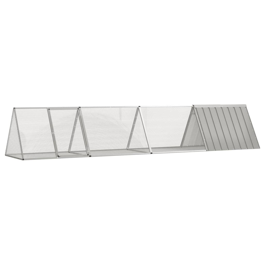 Konijnenhok 403,5x80,5x71 cm gegalvaniseerd staal grijs is nu te koop bij PeponiXL, paradijselijk wonen!