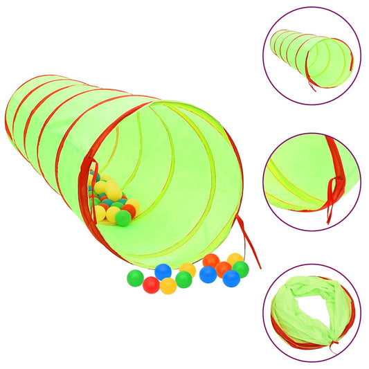 Kinderspeeltunnel met 250 ballen 175 cm polyester groen is nu te koop bij PeponiXL, paradijselijk wonen!