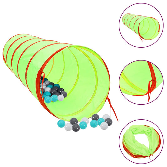 Kinderspeeltunnel met 250 ballen 175 cm polyester groen is nu te koop bij PeponiXL, paradijselijk wonen!